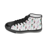 cute mermaid dolphin fish starfish pattern Women's High Top Canvas Shoes Black