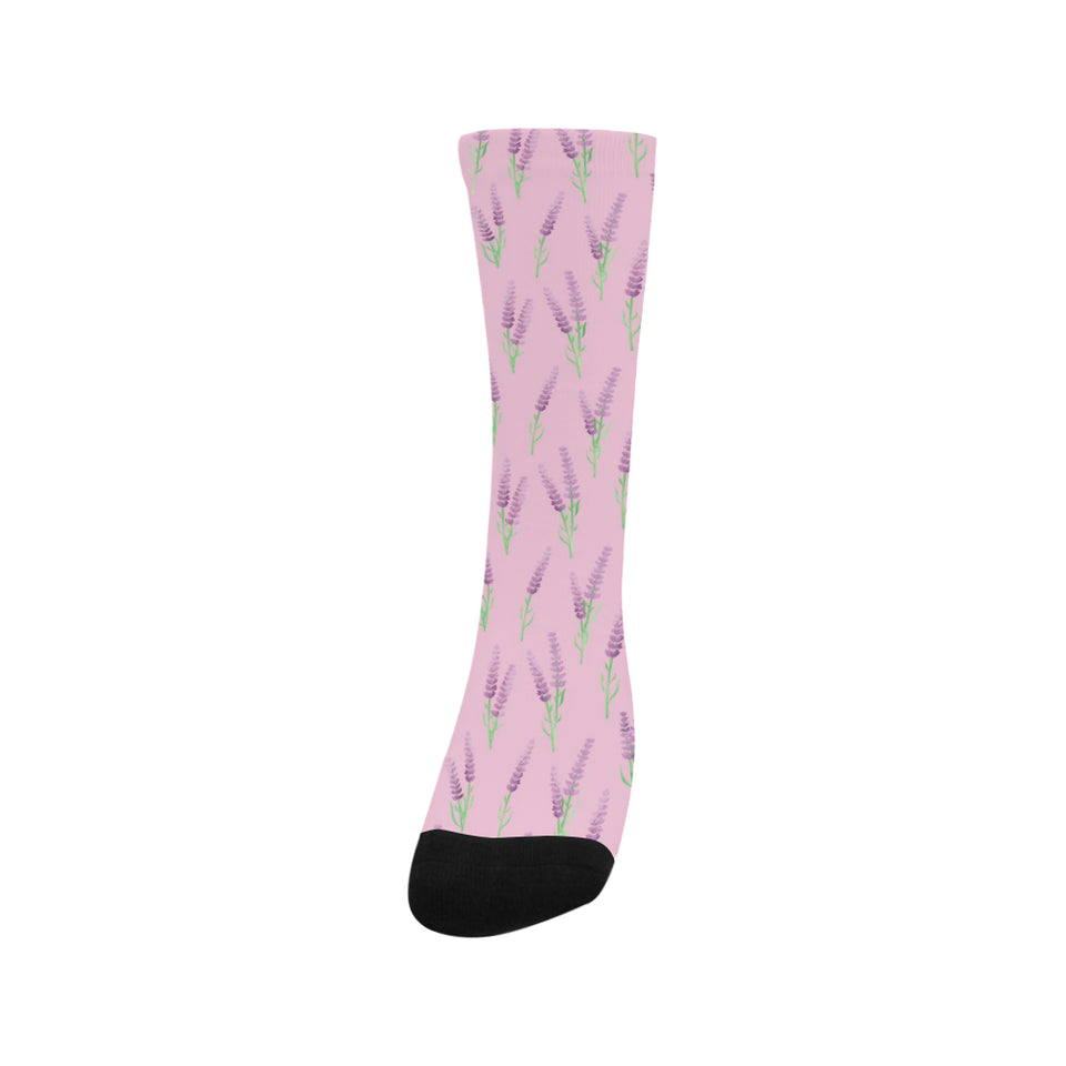Lavender pattern pink background Crew Socks
