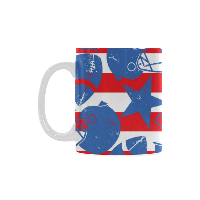 American football ball star stripes pattern Classical White Mug (Fulfilled In US)