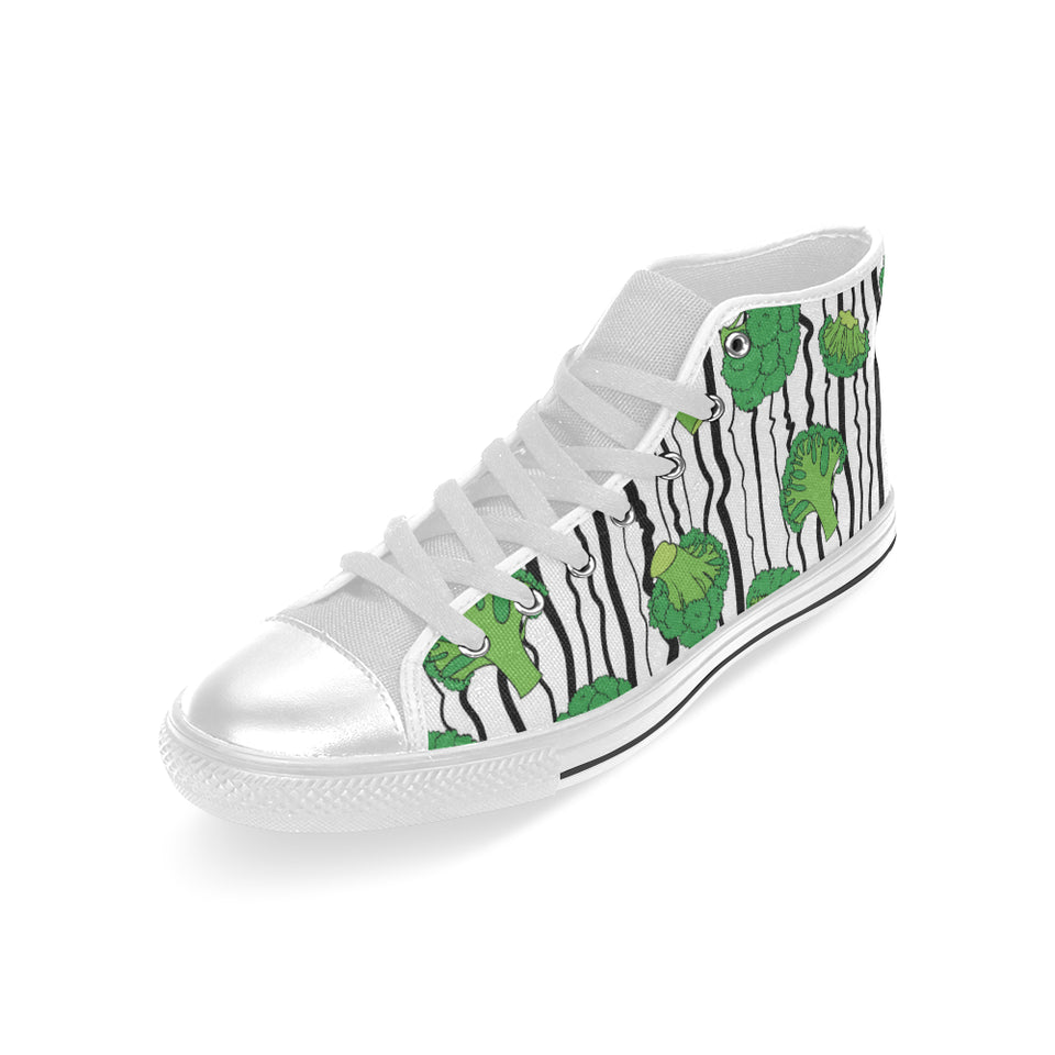 Cool Broccoli pattern Men's High Top Canvas Shoes White