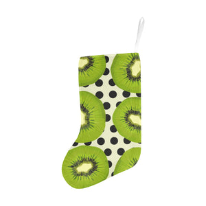 kiwi black dot background Christmas Stocking