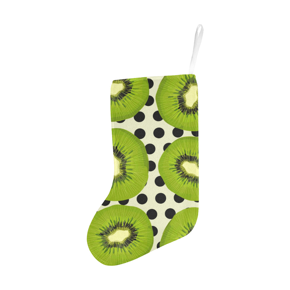 kiwi black dot background Christmas Stocking