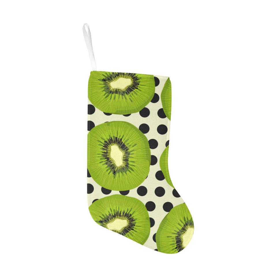 kiwi black dot background Christmas Stocking