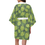 Hop pattern Hop cone background Women's Short Kimono Robe