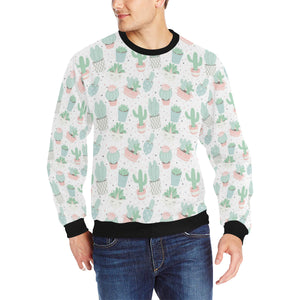Pastel color cactus pattern Men's Crew Neck Sweatshirt