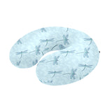 Dragonfly pattern blue background U-Shaped Travel Neck Pillow