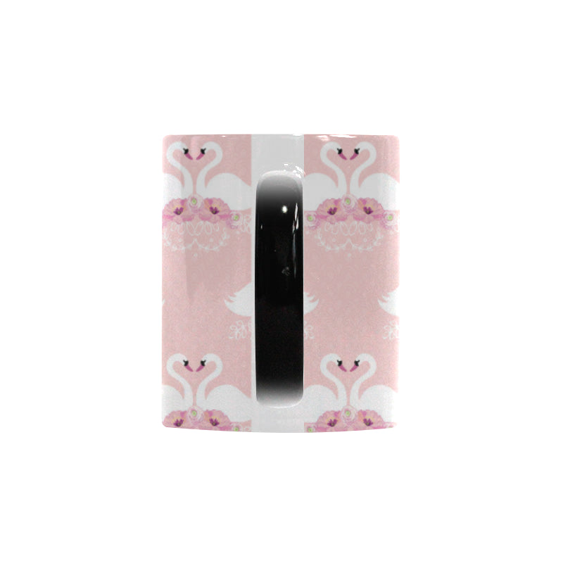 White swan and flower love pattern Morphing Mug Heat Changing Mug