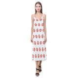 Daruma japanese wooden doll pattern V-Neck Open Fork Long Dress