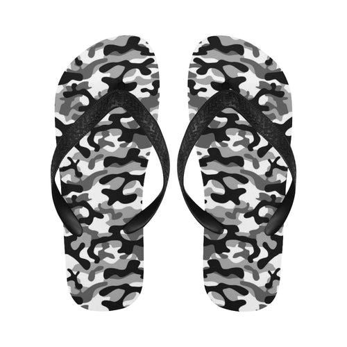 Black white camouflage pattern Unisex Flip Flops