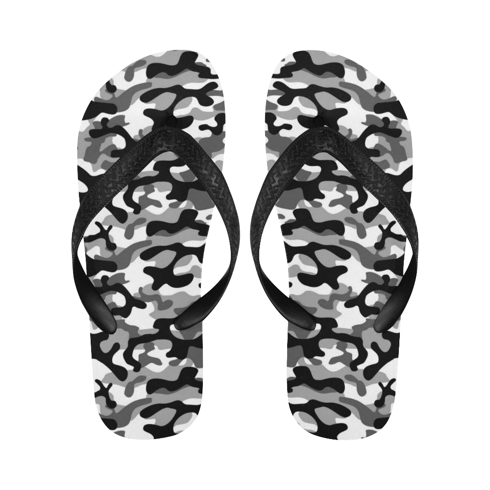 Black white camouflage pattern Unisex Flip Flops