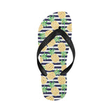 Pineapples pattern striped background Unisex Flip Flops