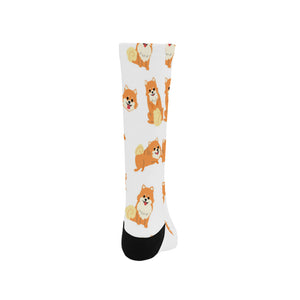 Brown pomeranian pattern Crew Socks