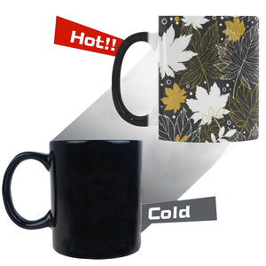 Beautiful gold autumn maple leaf pattern Morphing Mug Heat Changing Mug