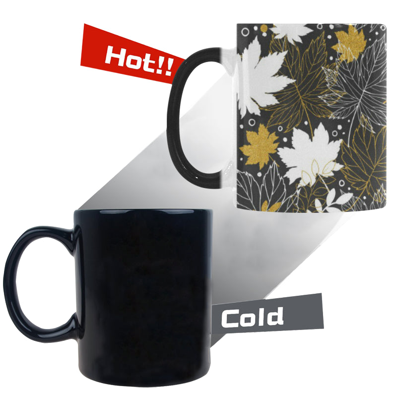 Beautiful gold autumn maple leaf pattern Morphing Mug Heat Changing Mug