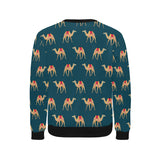 Camel pattern blue blackground Men's Crew Neck Sweatshirt