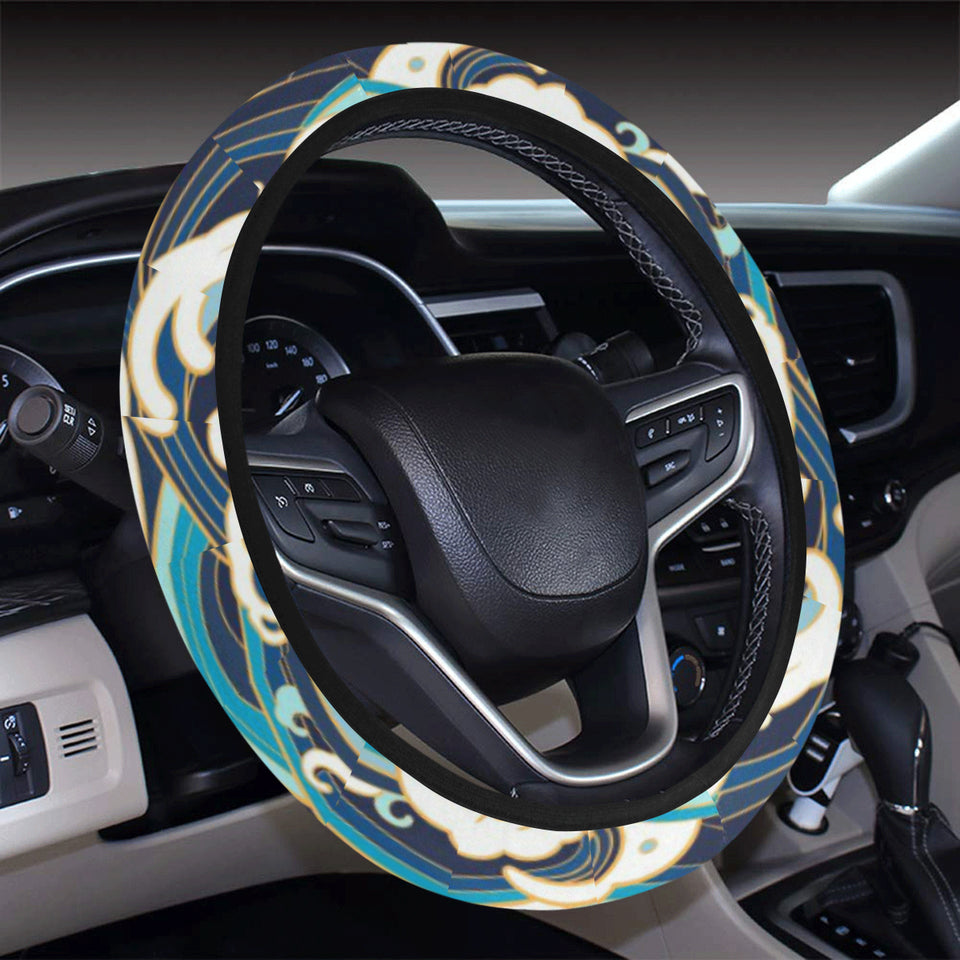 Japanese wave pattern Car Steering Wheel Cover