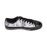 lavender flower design pattern Men's Low Top Canvas Shoes Black