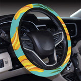 Banana Palm Leaves pattern background Car Steering Wheel Cover