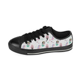 cute mermaid dolphin fish starfish pattern Men's Low Top Canvas Shoes Black