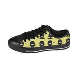 Cute ninja yellow background Men's Low Top Canvas Shoes Black