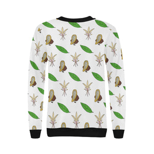 Color hand drawn cacao pattern Women's Crew Neck Sweatshirt