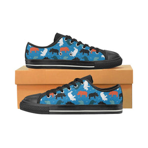 Colorful rhino pattern Kids' Boys' Girls' Low Top Canvas Shoes Black