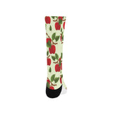 Red apples leaves pattern Crew Socks