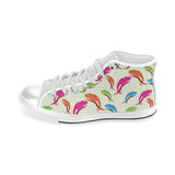 Colorful Chameleon lizard pattern Men's High Top Canvas Shoes White