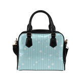 Snowflake pattern blue stripe background Shoulder Handbag