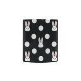 Cute white rabbit polka dots black background Morphing Mug Heat Changing Mug