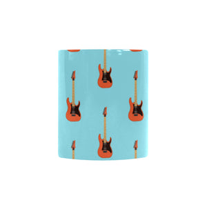 electric guitar pattern light blue background Morphing Mug Heat Changing Mug