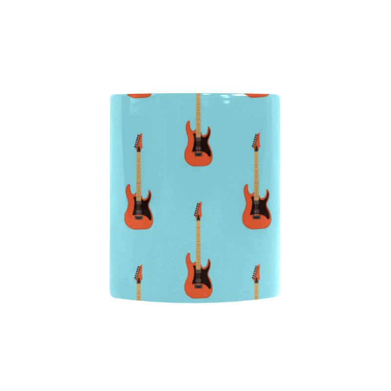 electric guitar pattern light blue background Morphing Mug Heat Changing Mug