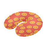 Oranges pattern red background U-Shaped Travel Neck Pillow
