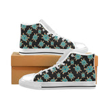 Sea turtle blue stone pattern Men's High Top Canvas Shoes White