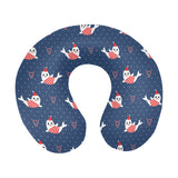 Cute sea lion seal christmas hat candy cane heart U-Shaped Travel Neck Pillow