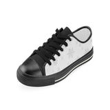 Snowflake pattern white background Women's Low Top Canvas Shoes Black