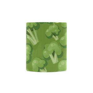 Broccoli pattern green background Classical White Mug (Fulfilled In US)