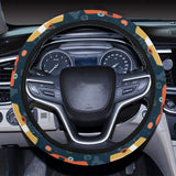 Camper Van Pattern Print Design 05 Car Steering Wheel Cover