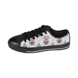 Cute pug hat rabbit costume pattern Men's Low Top Canvas Shoes Black