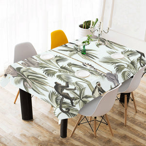 Monkey sloth lemur palm trees pattern Tablecloth