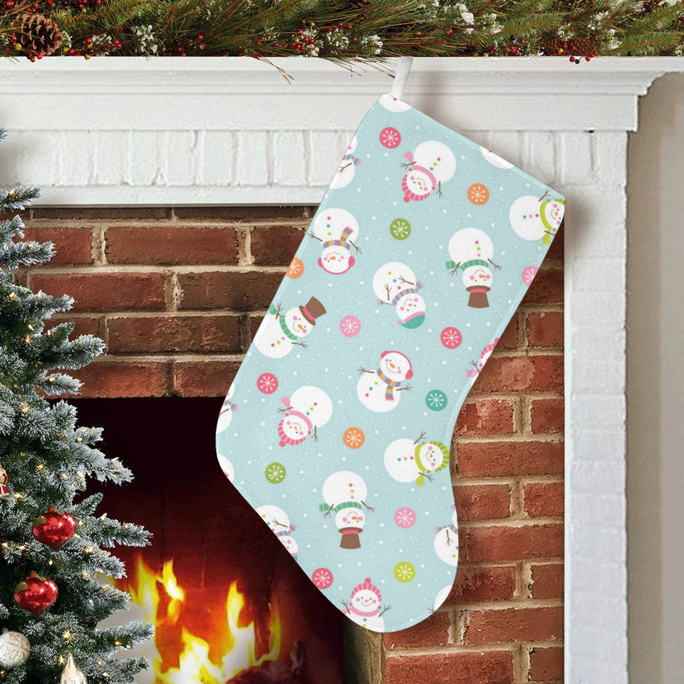 Cute snowman snowflake pattern Christmas Stocking