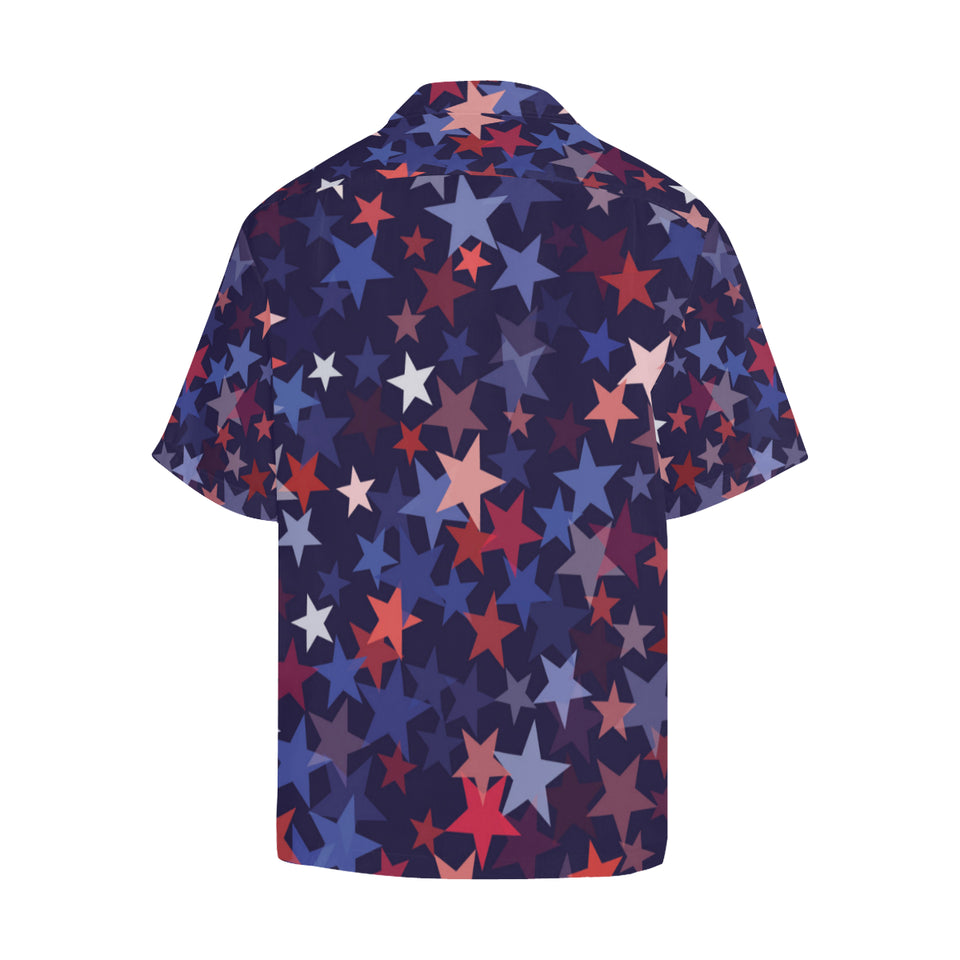 Red blue star pattern Men's All Over Print Hawaiian Shirt