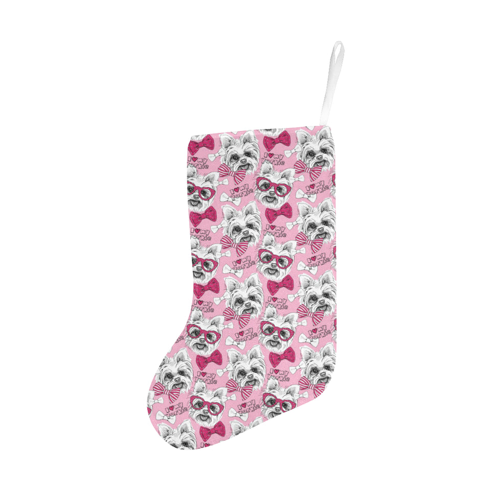 Yorkshire Terrier Pattern Print Design 03 Christmas Stocking