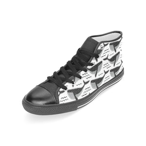 Black whale pattern Women's High Top Canvas Canvas Shoes Black