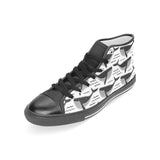 Black whale pattern Women's High Top Canvas Canvas Shoes Black
