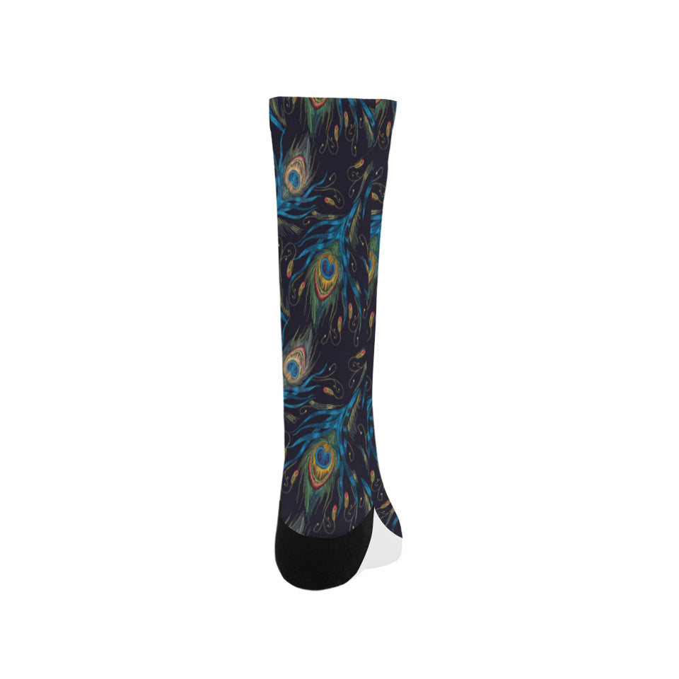 Beautiful peacock feather pattern Crew Socks