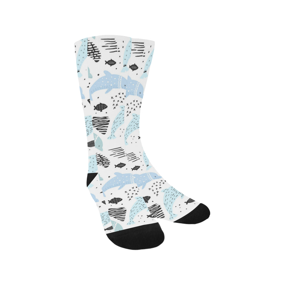 Cute dolphins Childish Style pattern Crew Socks