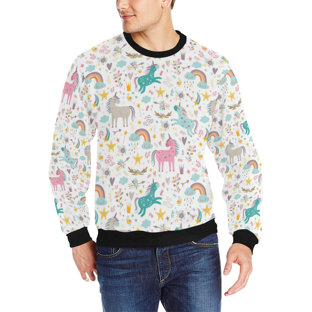 Colorful unicorn pattern Men's Crew Neck Sweatshirt