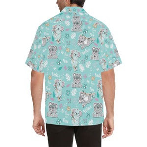 Cute koalas blue background pattern Men's All Over Print Hawaiian Shirt