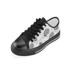 Hand drawn french fries pattern Kids' Boys' Girls' Low Top Canvas Shoes Black